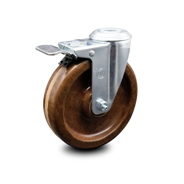 Service Caster 5 Inch High Temp Phenolic Wheel Bolt Hole Caster with Total Lock Brake SCC SCC-BHTTL20S514-PHRHT - main